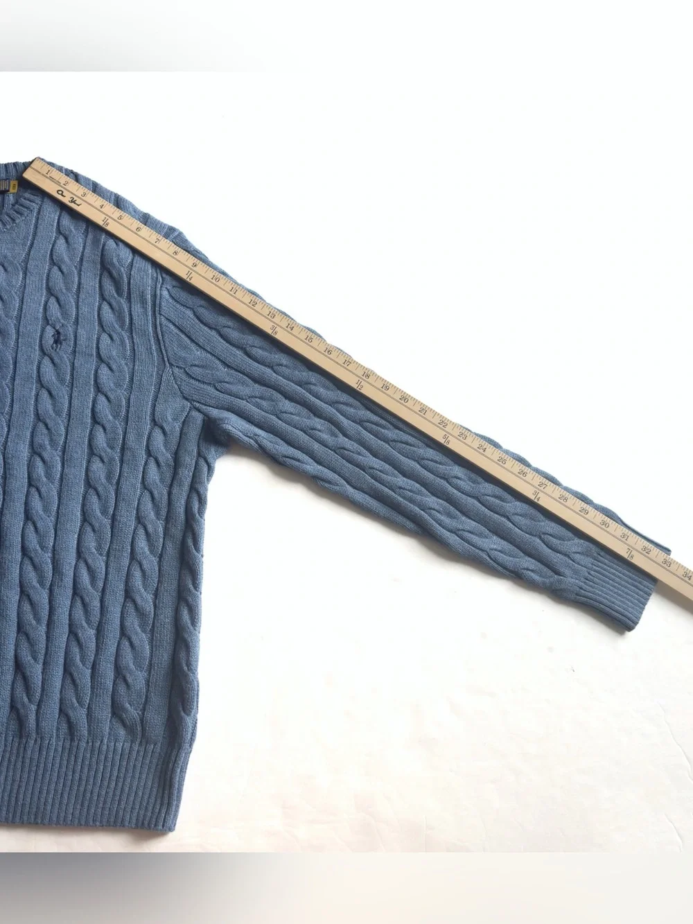 Polo Ralph Lauren Cable Knit Sweater Mens XL Blue Cotton Crewneck Preppy Classic